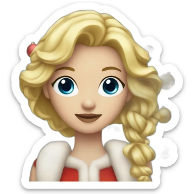 Woman with blonde hair blue eyes holding Christmas decorations sticker