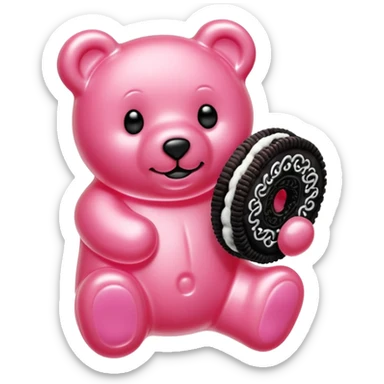 transparent pink gummy bear pink Oreo cookie kawaii sticker