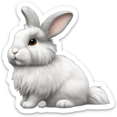 layed down grey and white angora rabbit sticker
