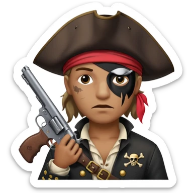 Pirates full  patch on left eye hoarding a gun sticker