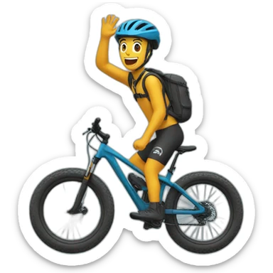 Mountain bike waving hello sticker