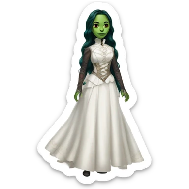 gamora in Victorian dress elegant white full body  sticker