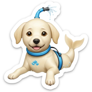 White labrador with snorkel and fins sticker