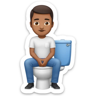 brown man on toilet sticker