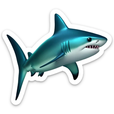 Fascial-patterned, bioluminescent-coated shark with iridescent scales. sticker