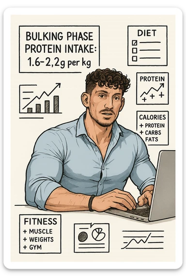 Uomo che imposta la sua fase di massa a proteine intorno 1.6 - 2.2g per kg sticker