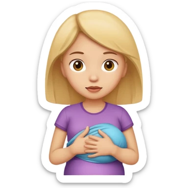 Girl holding her stomach  sticker