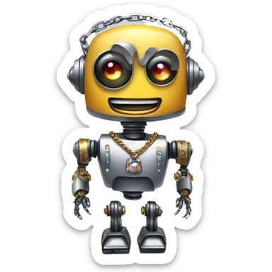 a robot with a cuban chain with diamonds  sticker