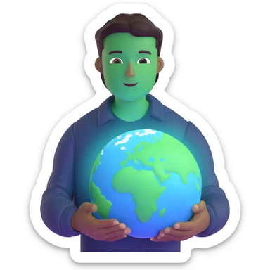 godlike man holding the Earth, glowing aura sticker