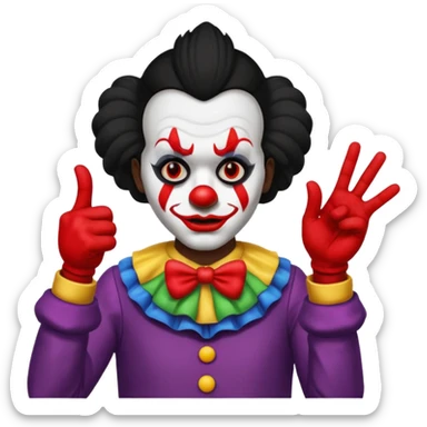 pessoa morena de cabelo preto com maquiagem de palhaço fazendo 👎 sticker