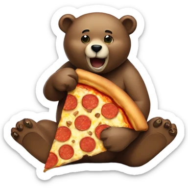 A bear eating a slice of pizza  sticker