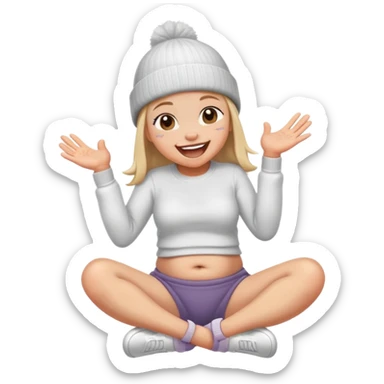 Girl with beanie belly laughing and slapping knee  sticker