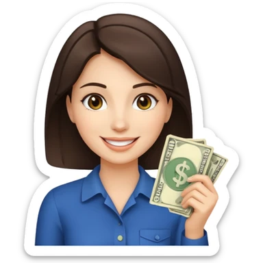 brunet Woman with smokin holding dolar sticker