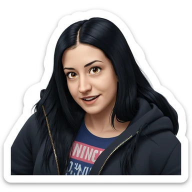 girl with long black hair sticker