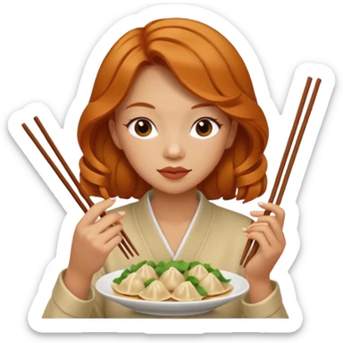dumpling eating ginger woman sticker