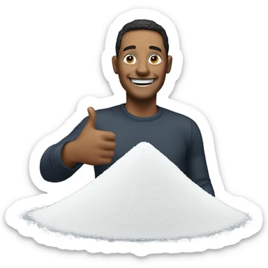 A happy man with a pile of salt sticker