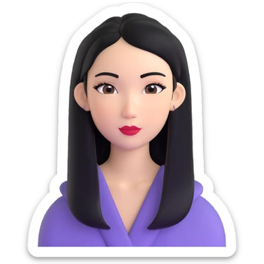 baddie with Asian and Latina features, long straight black hair, makeup sticker