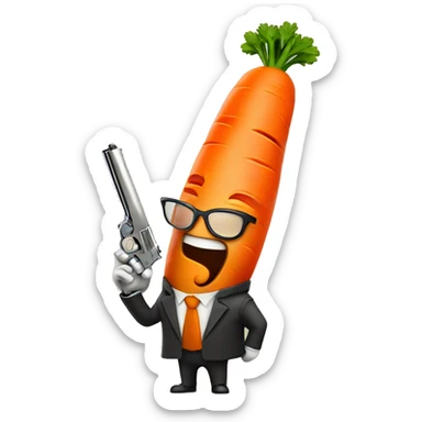 A Carrot with a Handgun smoking a cigarette  sticker