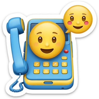 emoji with a phone and speech bubble symbolizing calling out to customers, in E-conomic inspired colors sticker