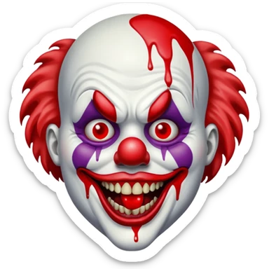 Scary clown with blood in mouth sticker