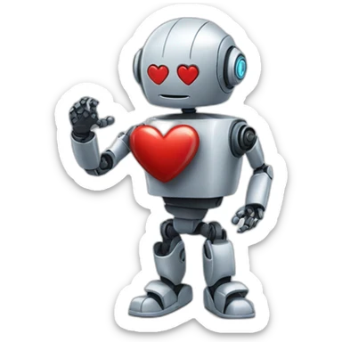 robot doing heart sticker