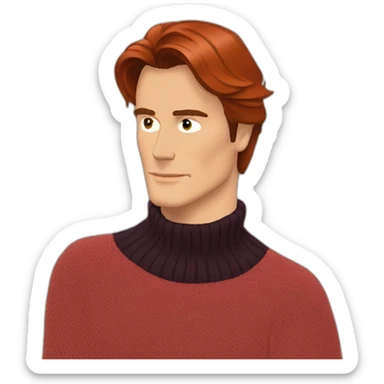 Alain delon turtleneck cosy sweater red hair sticker