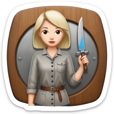 Women standing with a knife behind their back sticker