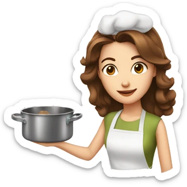 young and beautiful Woman with brown hairs cooking sticker