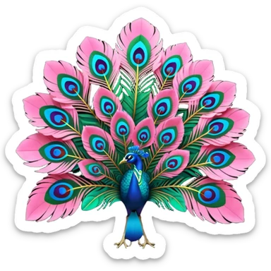 Vivid, bold, colorful, highly detailed, isolated 3D render, lush full appearance of very highly futuristic unrealistic Peacock Begonia feathers, that have a 3D appearance, 4k hd quailty  sticker
