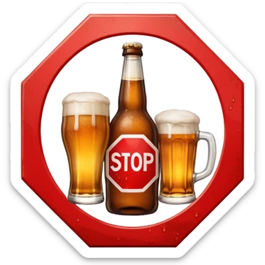 stop sign with beer or alcohol bottle behind it sticker