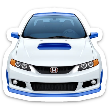8th gen honda si white with blue spoiler sticker