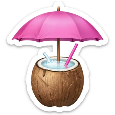 coconut drink with pink umbrella sticker