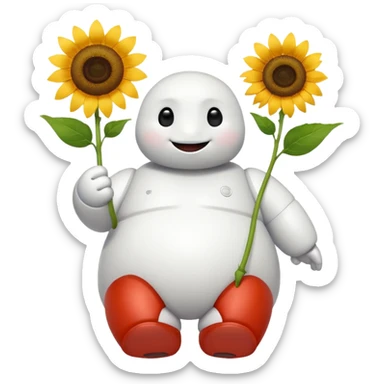 BAYMAX giving sunflower. This is for email signature so it should be small sticker