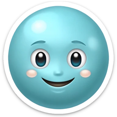 Uranus planet with pale blue surface, rings, and a cute smiling face sticker