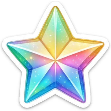 tiny star with a rainbow shimmer, glamorous and stylish, no background sticker