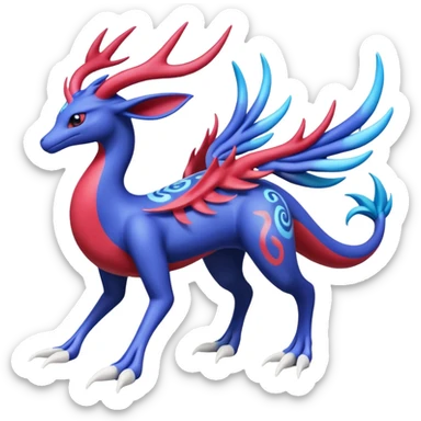 Xerneas-Kyogre-Suicune-Lugia-Fakémon-hybrid-creature (full body)  sticker