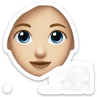 girl with straight blonde hair and blue eyes holding a black fluffy puppy sticker