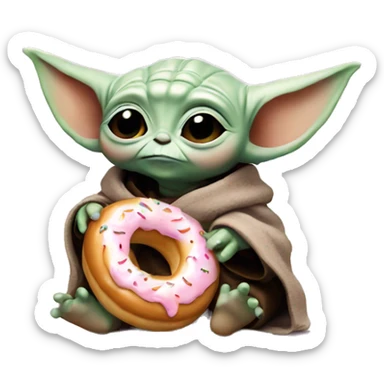 baby yoda with donut sticker