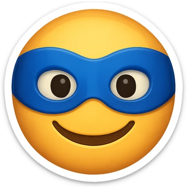 yellow face with blue superhero mask emoji, digital illustration sticker