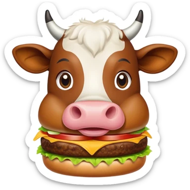 cow eating vegan burger sticker