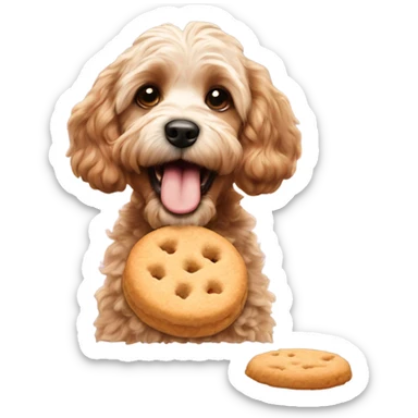 Cockapoo eating a biscuit sticker