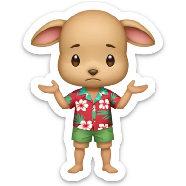 Grogu wearing hawaiian clothesbowing sticker