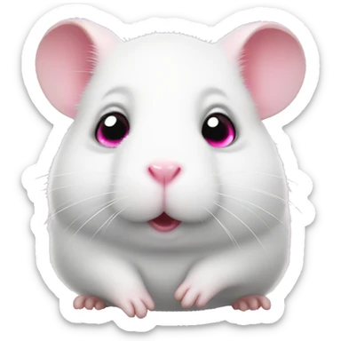White hamster with pink glitter heart eyes sticker