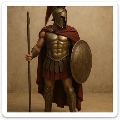 full body spartan armor with helmet and plume, ancient greek style sticker