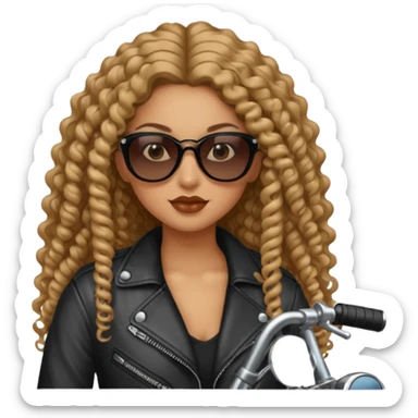 Biker Gang with Sunglasses,girl, long curly hair, sunglasses sticker