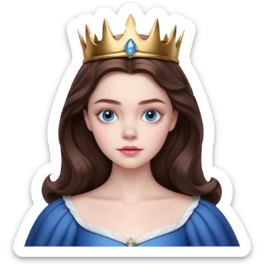 Elle fanning as princess Aurora in Maleficent but with chocolate brown hair and blue eyes, slightly bigger pink lips. and looking 25 years old sticker