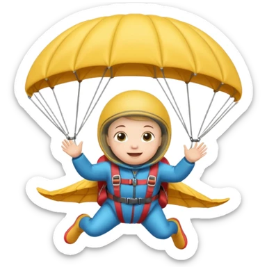 Skydiving baby with parachute and UFO sticker