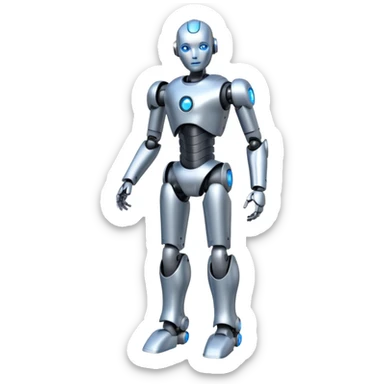 Robots Humanoid – Silver android with glowing eyes, human shape, full body sticker