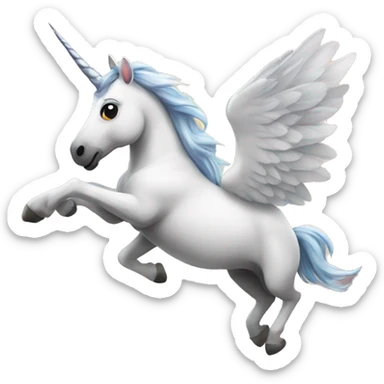 unicorn flying in city sticker
