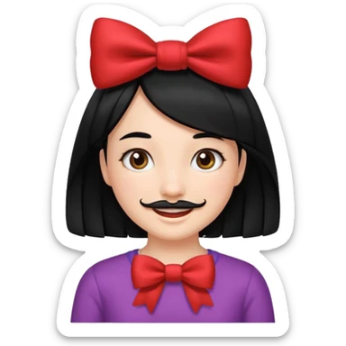 Adolf Hitler Like a girl hair with a bow  That he has black hair and a small mustache(„toothbrush) like Hitle sticker